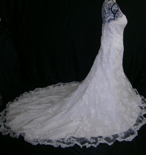 Maggie Sottero Wedding Dress 16 Ivory Tulle Lace Applique Scallop Hem Elegant