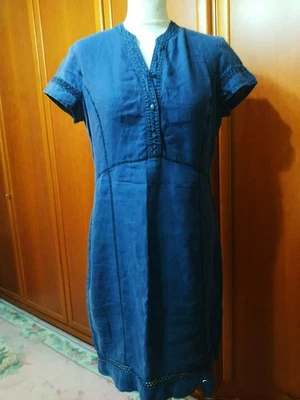 Sommer Leinen Kleid.Jeansblau.Gr.38 - Bild 1 von 4