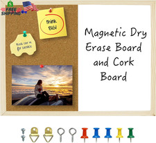 OWLKELA Dry Erase Cork Board 16.5"X12.6", Notice Pin Board, Memo Board, Vision B