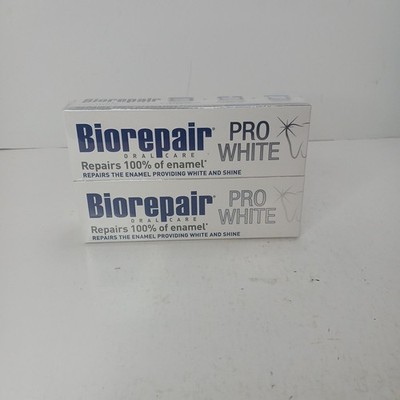 2 Pack Biorepair PRO WHITE Oral Whitening Repairs Enamel PLUS toothpaste 2.5 OZ 