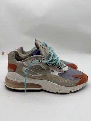Nike Air Max 270 React Men's Size 8 Grey Orange Suede Sneakers AO4971-200