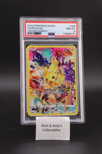 Pokemon SWSH Pikachu Crown Zenith 160/159 Full Art Secret Rare PSA 8