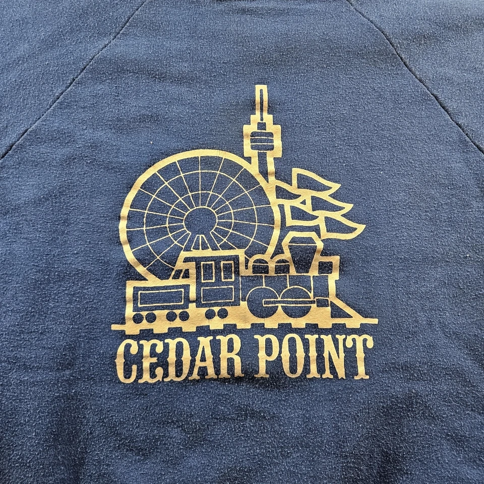 Vintage Cedar Point Sweatshirt Mens Large Blue Crewneck Amusement Park USA 70s - Image 2 of 4