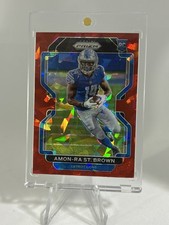 2021 Panini Prizm Amon-Ra St. Brown Rookie Red Cracked Ice #358 Detroit Lions