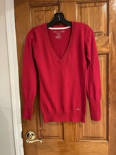Aeropostale Women  s Long Sleeve Red Sweater With V-neckline. Size M