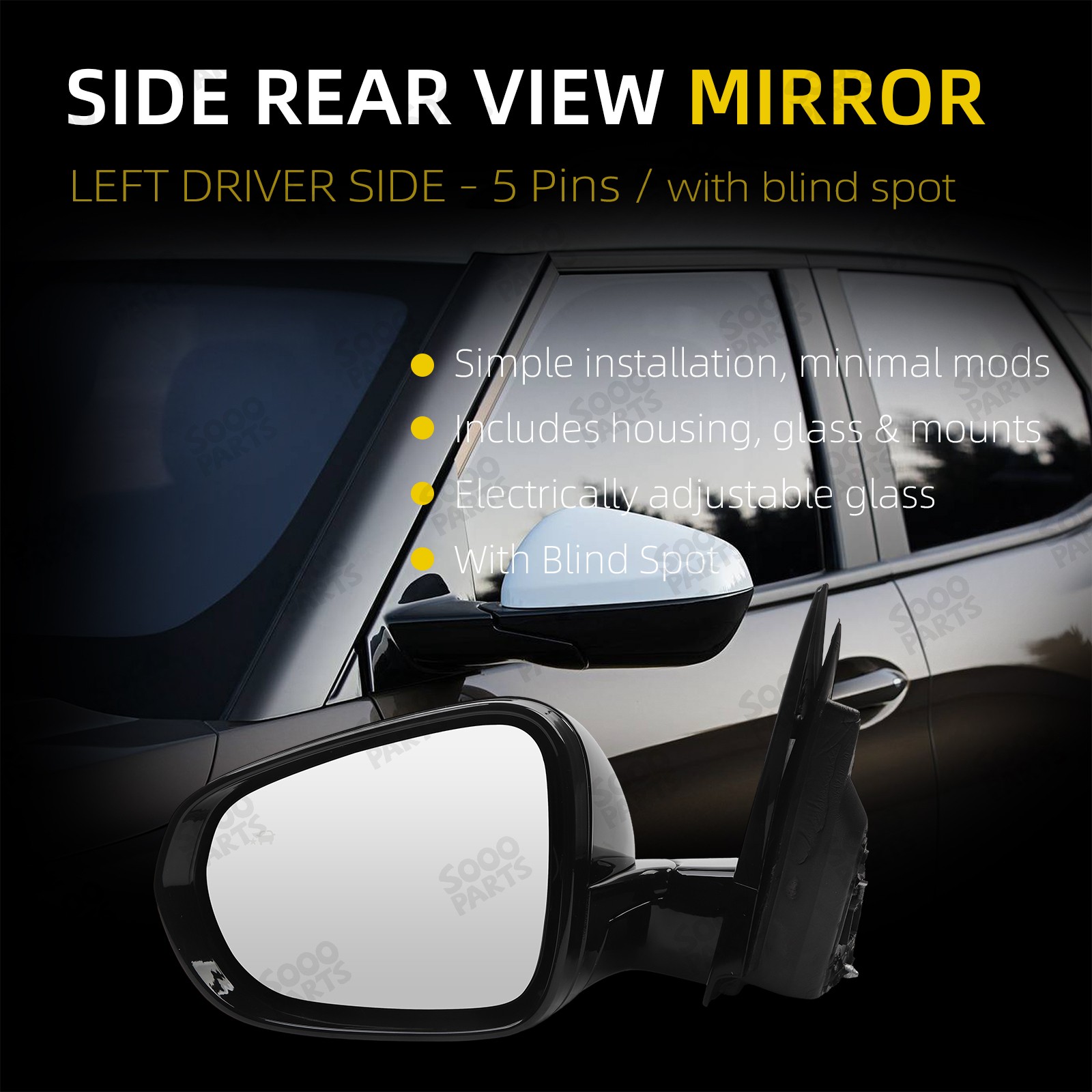 Left Driver Side View Mirror For 2021-2024 Chevy Trailblazer LT W/ Blind Spot LH