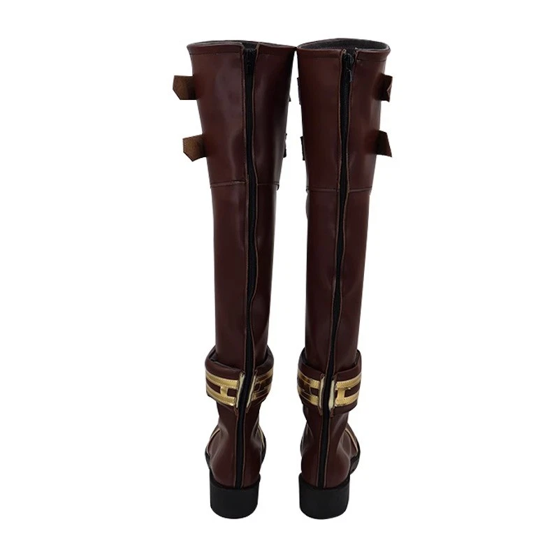 League of Legends Caitlyn KirammanKnee Over Brown PU Boots Customized Cos Shoes - Image 2 of 4