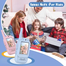 Kids Video Walkie Talkie 2 Pack Rechargeable with HD Camera & Voice Changer 