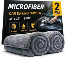 2 Pack Professional Large Microfiber Car Drying Towels (31" x 24"), Scratch Free