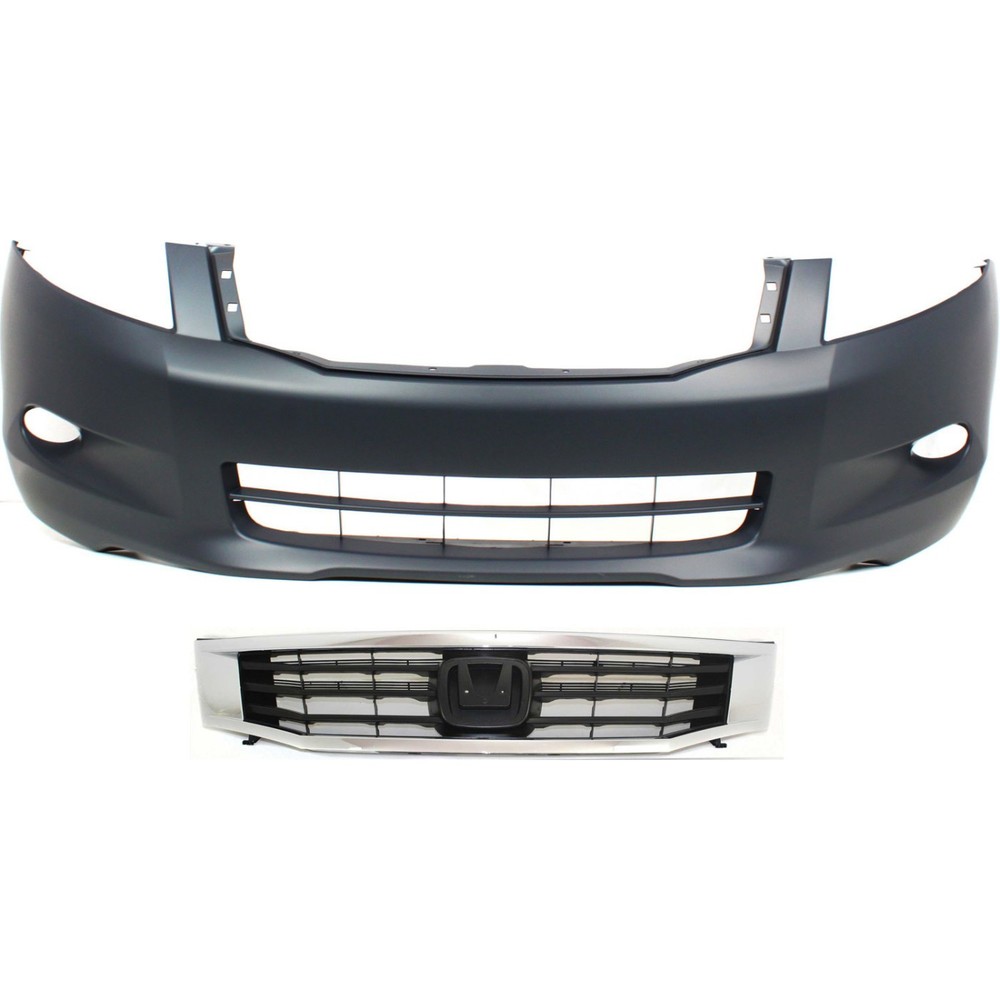 2008-2010 Honda Accord Chrome Grille Bumper Cover Kit with Paintable Insert