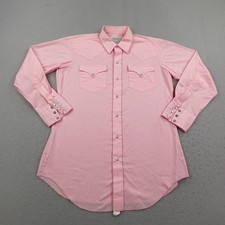 Vintage H Bar C Shirt Mens Large size 16-33 Pink Western Pearl Snap Rodeo Ranch
