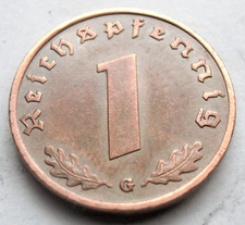 (706) GERMAN 3rd REICH 1937 G - 1  REICHSPFENNIG WWII COIN