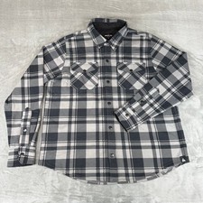 American Giant Redwood Fleece Overshirt Mens XL Silent Storm Plaid 168 USA NWOT