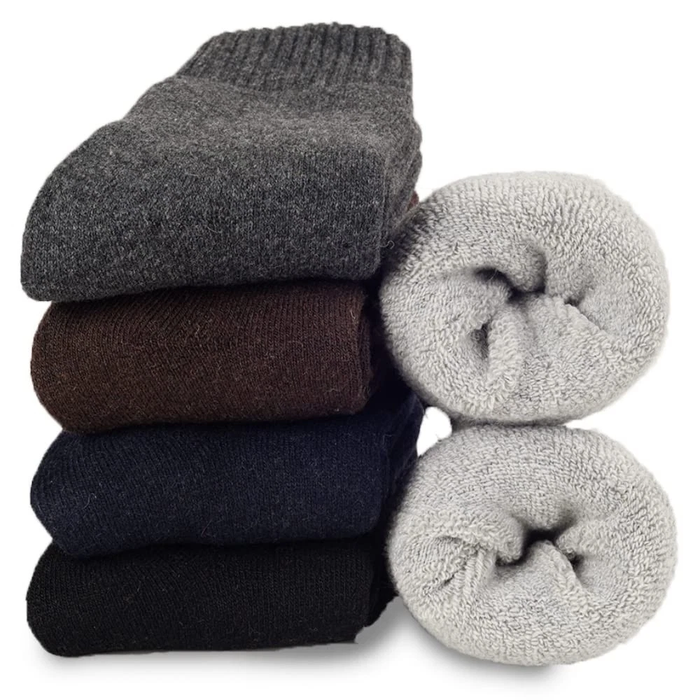 Thick Thermal Wool Socks for Men 5 Pairs Warm Hiking Boot Socks, Size 712