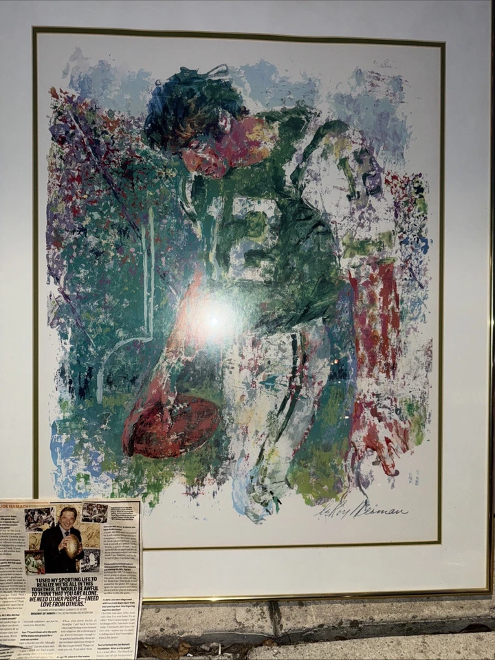 Litografía artística autógrafa firmada por LeRoy Neiman Broadway Joe Namath Foto 3 de 4