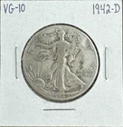 1942-D Walking Liberty Half Dollar 50C Denver Mint 90% Silver WWII Coin Strong D