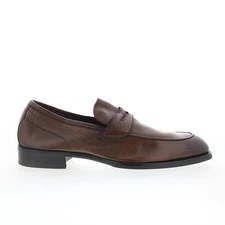 Di Bianco Brera Mens Brown Leather Slip On Loafers & Slip Ons Penny Shoes 10