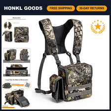 Binocular Harness Chest Pack - Adjustable Rangefinder Pouch for Hunting, Camo Ge