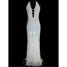 Ivory Halter hand beaded, and embroidered Attitudes by Debra Gown. STUNNING!!