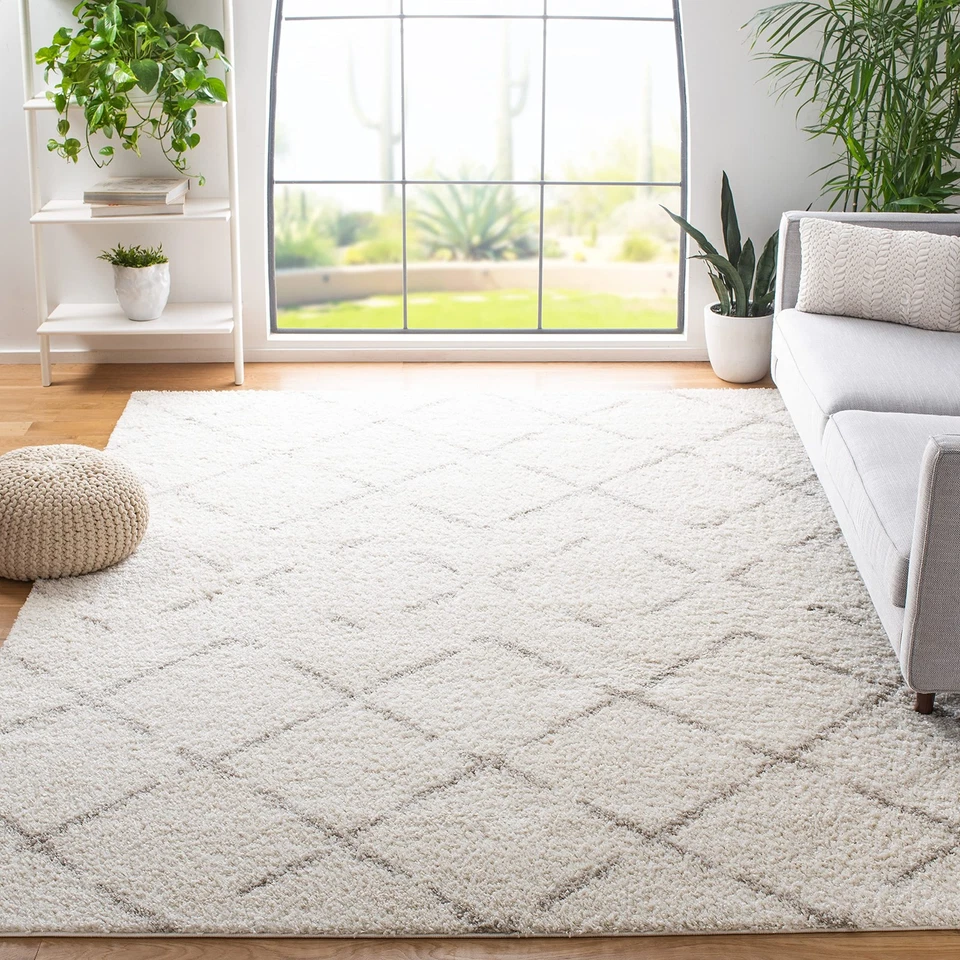 Arizona Shag Collection Area Rug - 5'1" x 7'6", Ivory & Beige, Moroccan Desig... - Image 2 of 4