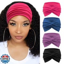 AQOKKA Extra Wide Headbands for Women Large Turban Headband Non Slip Boho Ela...