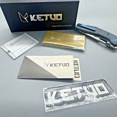 Ketuo Yakuza CF BL/S 3.34  154CM Satin Tanto Blue Marble Carbon Fiber BNIB