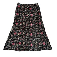 Vintage Liz Claiborne Maxi Black Floral Print Y2K Skirt Size 8