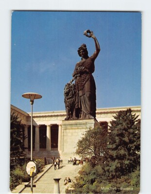Postcard Bavaria statue Munich Germany