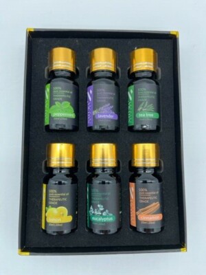Natura Primera 100% Pure Essential Oils Set of 6 10ml Bottles Tea Tree, Lavender