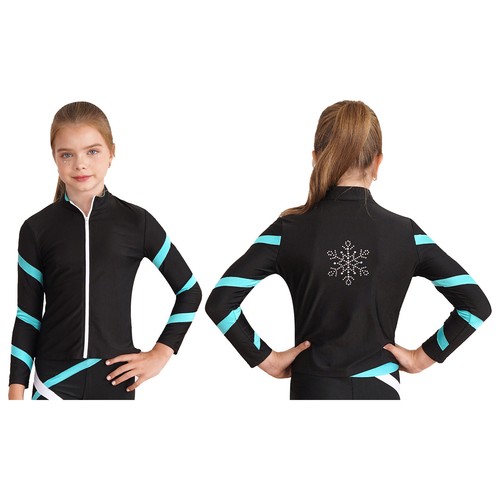 DE Mädchen Eiskunstlauf Jacke Mantel Farbblock Sweatjacke Thermojacke Training - Bild 8 von 65