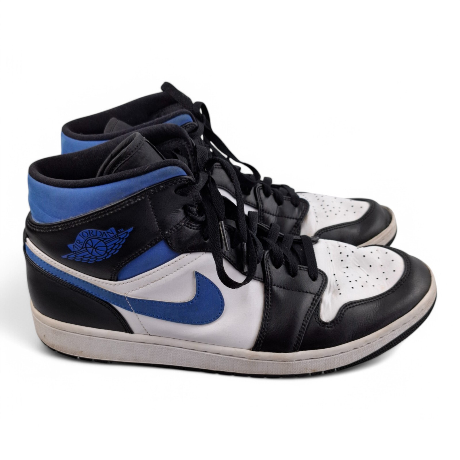 Nike Air Jordan 1 Mid White Black Racer Blue Mens Sneakers 554724-140