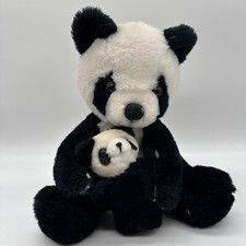 Vintage 1978 Dakin MAMA AND BABY PANDA 11 Inch Panda Bear Plush Stuffed Animal