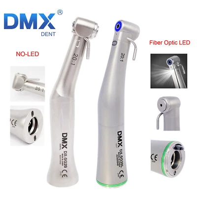 DMXDENT Dental Implant Handpiece 20:1 Fiber Optic LED or No LED Contra Angle Low Speed