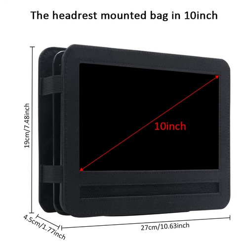 7/9/10in Car Headrest Mount Holder Strap Case for Portable DVD Players Tablets - Picture 3 of 12
