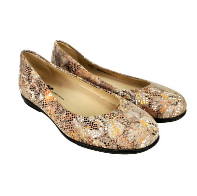 SAS Scenic Women s 5.5 Multi-Snake Print Leather Ballet Flats Taupe Shoes