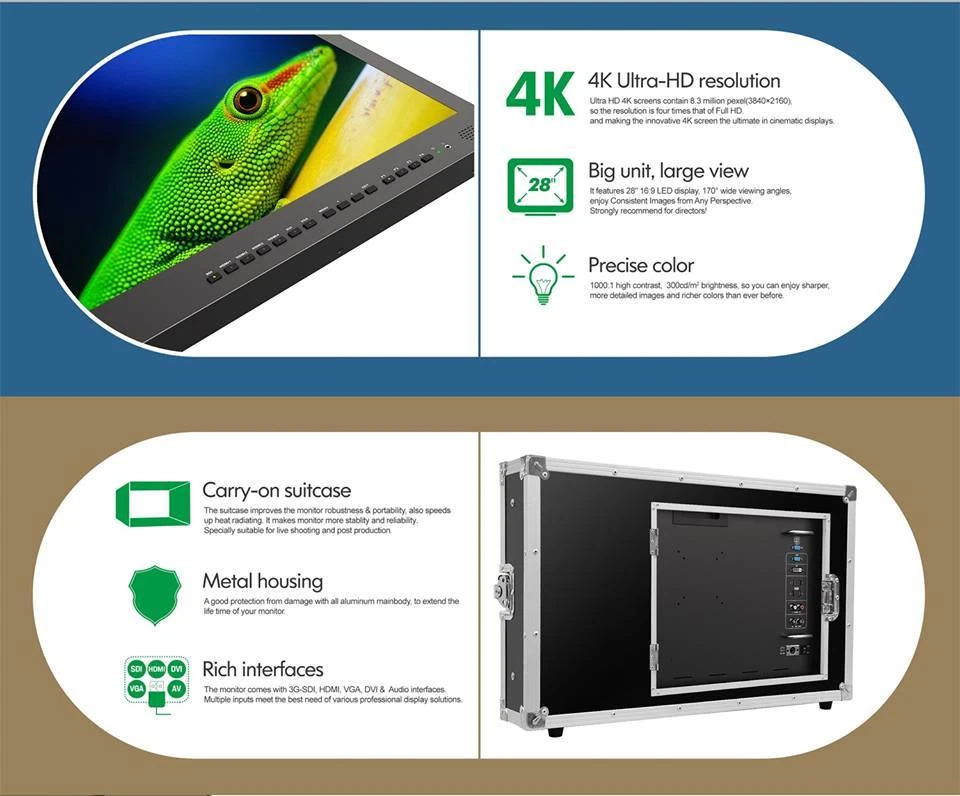 LILLIPUT BM280-4KS Broadcast Ultra-HD Monitor w/SDI HDMI ,DVI,VGA,TALLY+ V Mount - Image 4 of 4