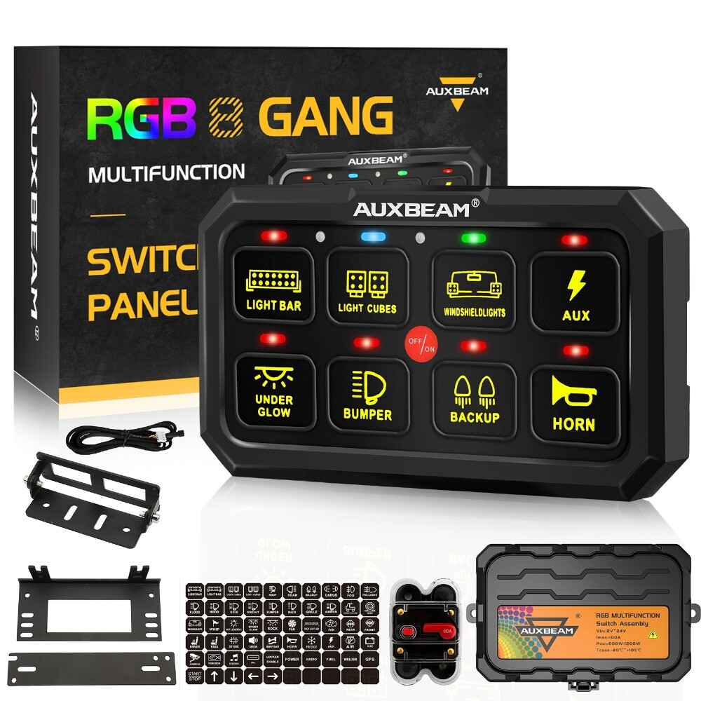 AUXBEAM XL RGB 8 Gang Switch Panel Car Boat LED Auxiliary