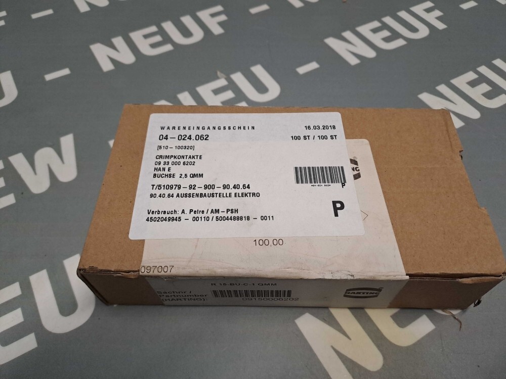 Contact femelle 1,0 mm2 HARTING 09150006202 plot de connexion à sertir