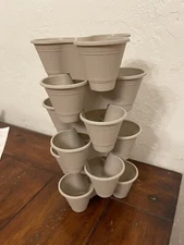 3 Tier Stackable Flower Pots Planters Vertical Garden Tower 6pcs  SMALL