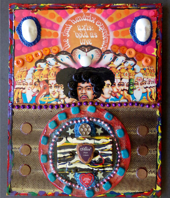 JIMI HENDRIX ALBUM ART COLLAGE: Axis Bold As Love 1/1 Original Signed G. Shiring