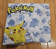 Vtg 1998 POK MON Nintendo Cartoon Twin Flat Bed Sheet Springs Bedding Fabric