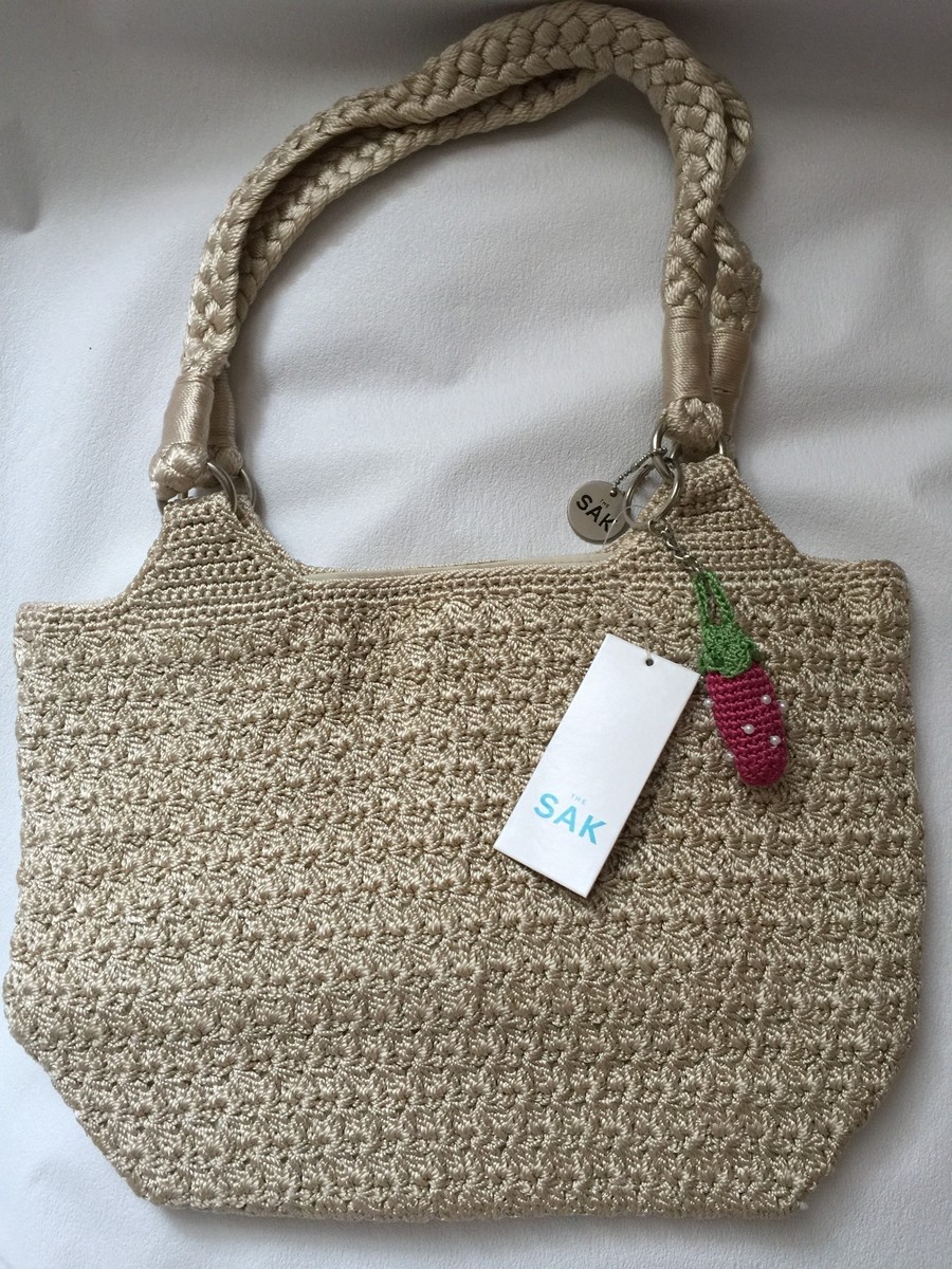 The Sak Star Fruit Natural Crochet Beige Medium Shopper Tote Bag NEW