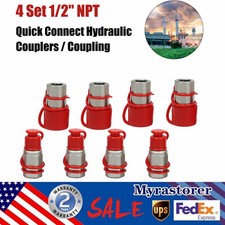4 SET Skid Steer Bobcat Flat Face New Hydraulic Quick Connect Couplers 45.5L/MIN