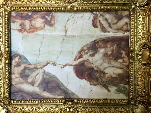 Die Erschaffung Adams Gemälde von Michelangelo 56x46 Gerahmte Gemälde - Bild 5 von 7