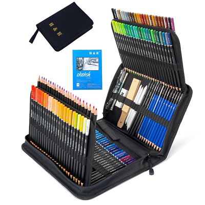 145 PCS Artist Drawing and Art Supply Kit with Graphite Pencils Gift Box