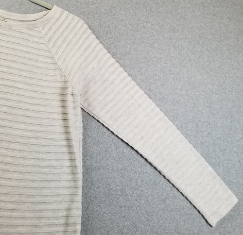 St. John’s Bay Top Women’s Small S Gray Striped Long Sleeve Crewneck See Through - Picture 3 of 11