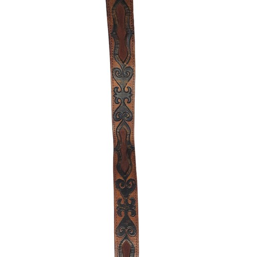 Incrustación de gamuza de cuero de vaca vintage mecanizado a mano marrón 32 hippie unisex 1,5" - Imagen 5 de 12