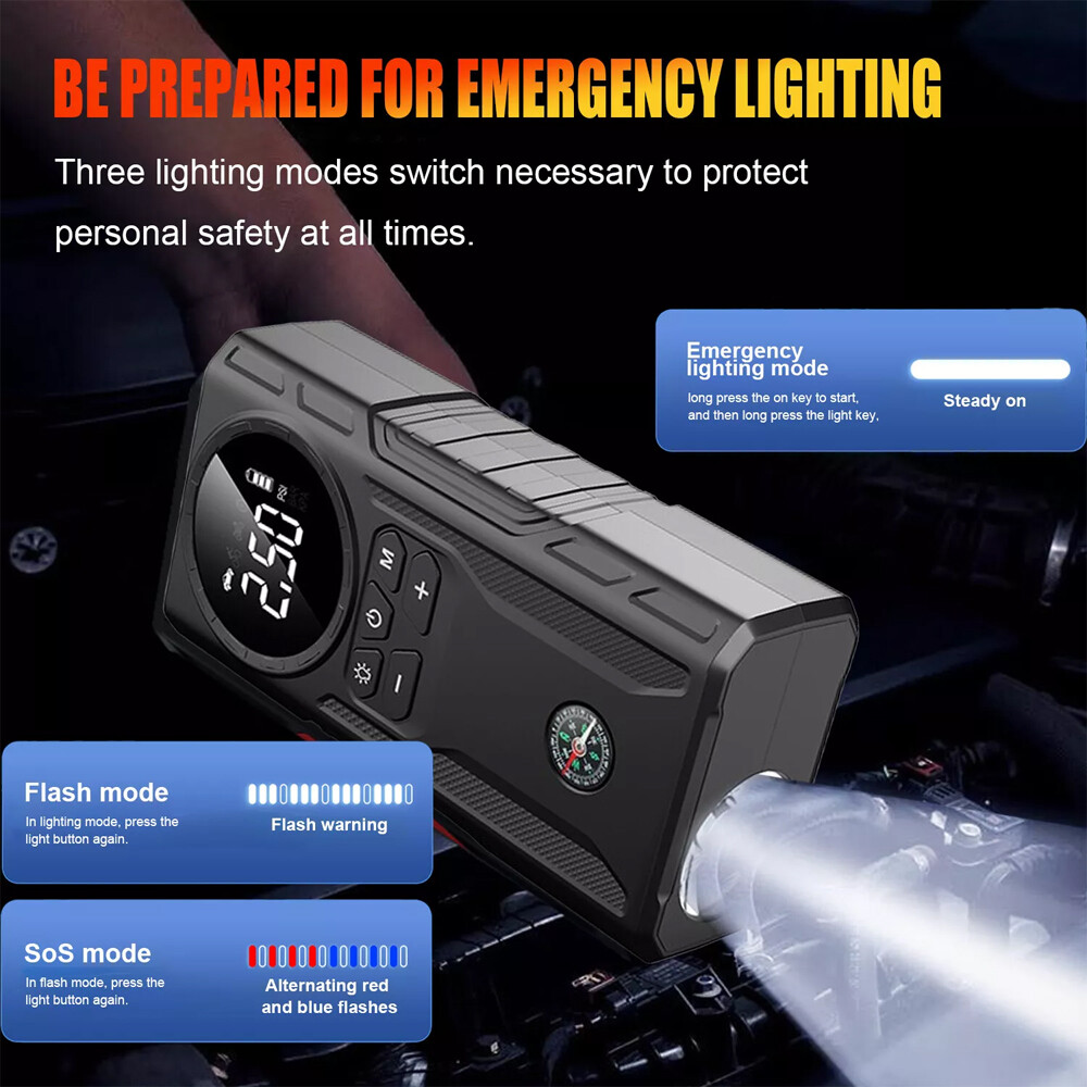 Car Jump Starter with Air Compressor 99800mAh Battery Jumper Box Charger Booster