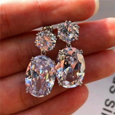 Gorgeous 925 Silver Dangle Earrings Women Cubic Zircon Wedding Earrings A Pair