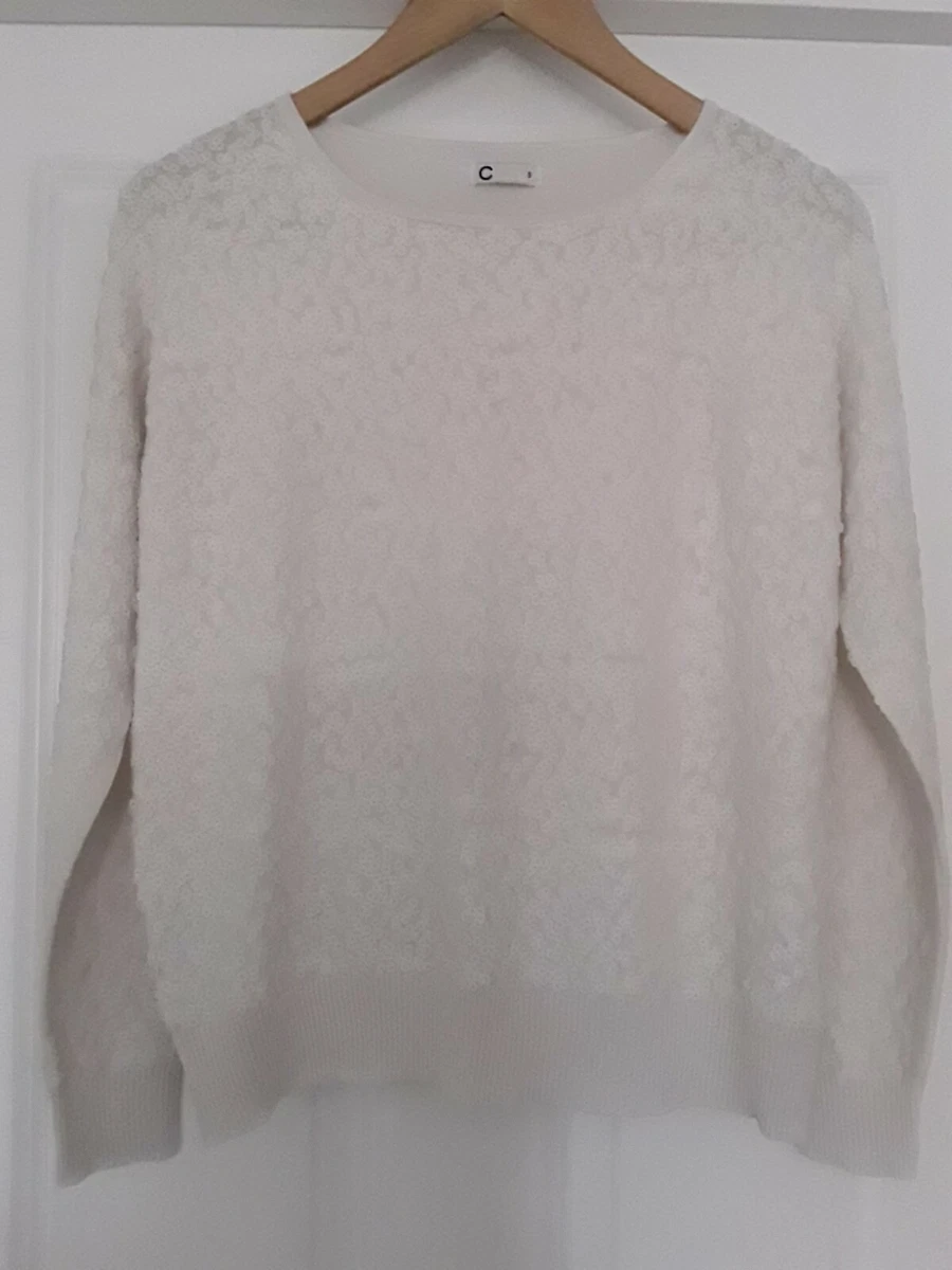 Cream Off White Sequin Jumper By Cubus Size Small | eBay
